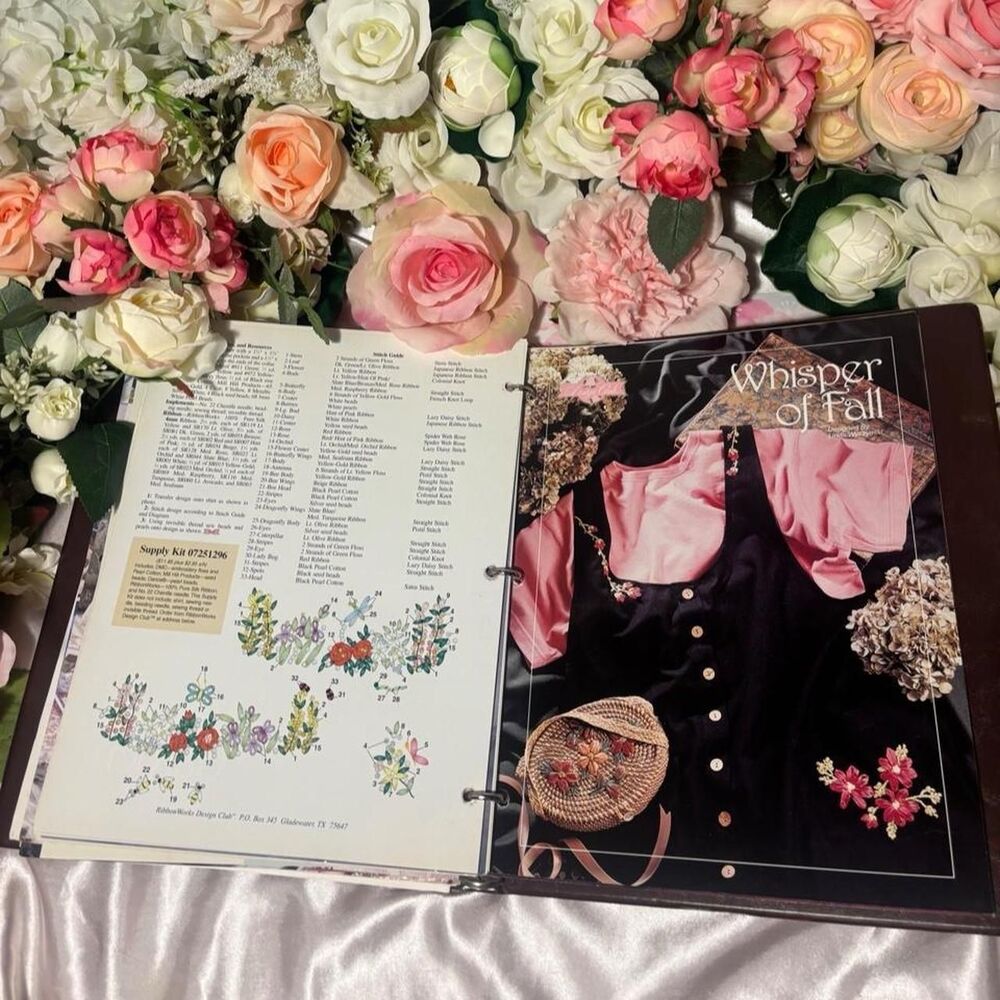 Coquette Brown Binder with lots of embroidery and stitch art tutorials